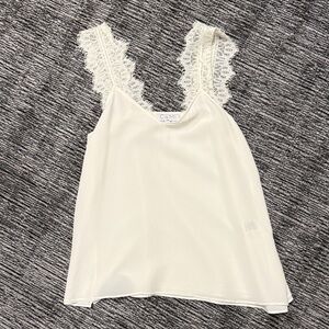 Cami NYC Ivory Lace Trim Top